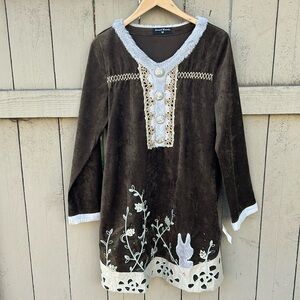 Sacred Threads Bohemian Dress With Embroidery Floral Details Festival Ch…